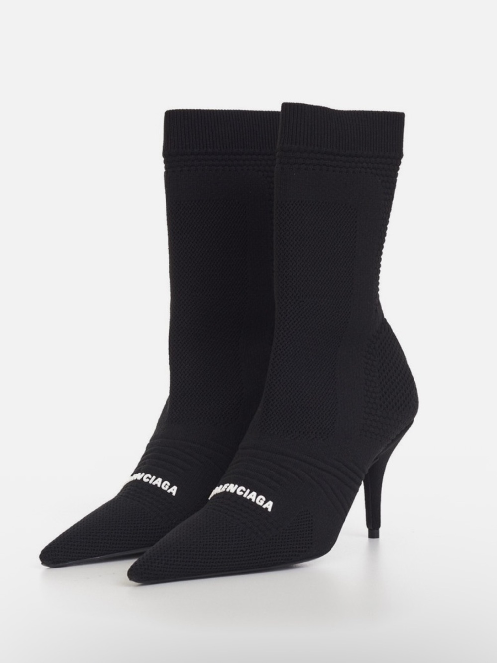 Balenciaga Black Knit Sock Stiletto Ankle Boots - Picture 5 of 10